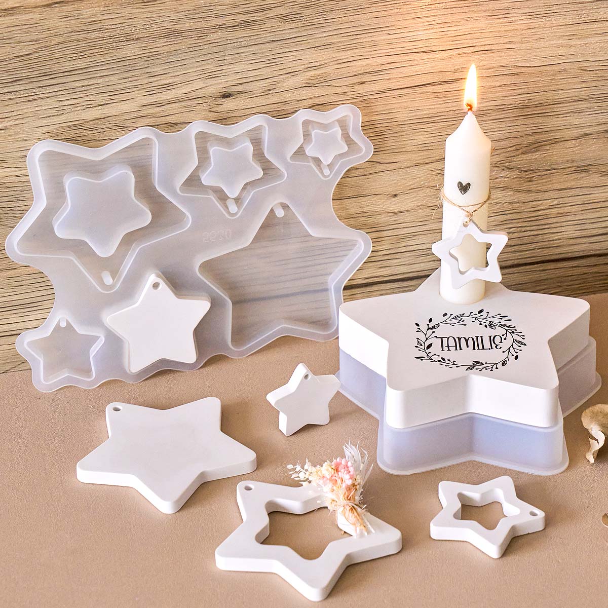 Candle Quotes - 오각형 촛대 실리콘 몰드 DIY 수제