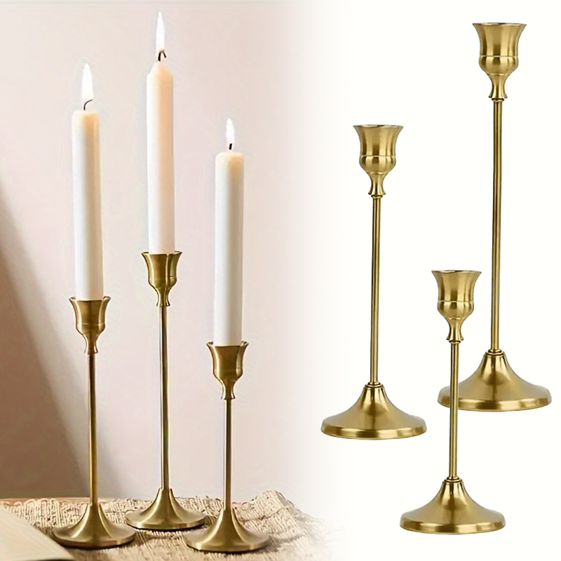 Candle Quotes - 3-12PCS 빈티지 우아한 스타일 금속 촛대