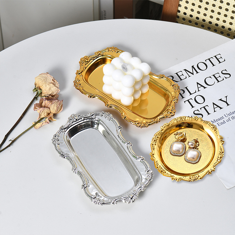 Candle Supplies Luxury - 레트로 럭셔리 실버 도금 접시 케이크