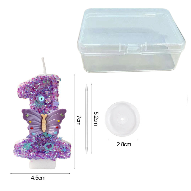 보라색 나비 숫자 0-9 생일 캔들 고급 스팽글 케이크 - Candle Supplies Luxury 리뷰 및 가격