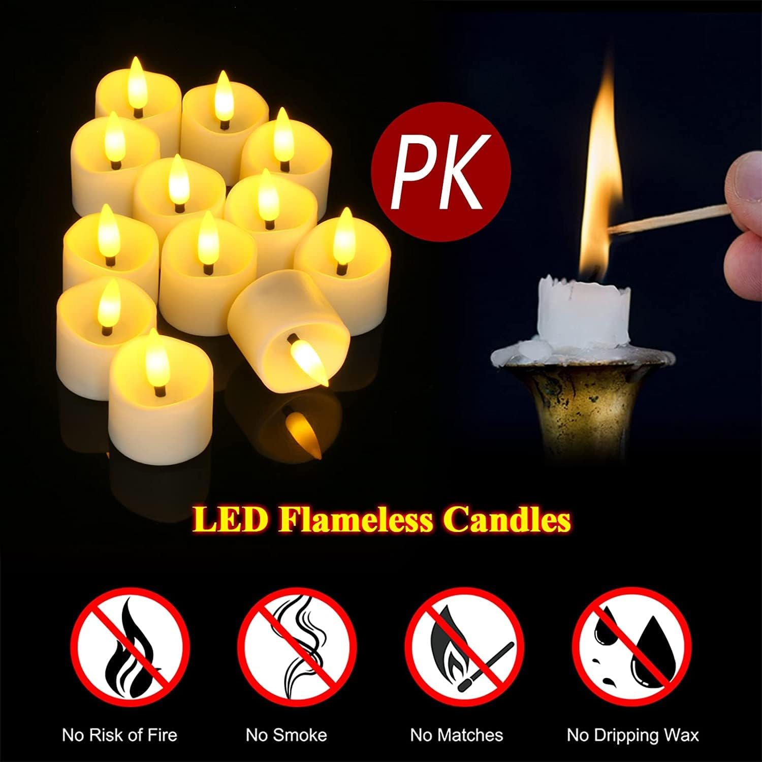 배터리로 작동되는 무화염 LED 티캔들, 웨딩, 생일  - Candle Quotes 리뷰 및 가격