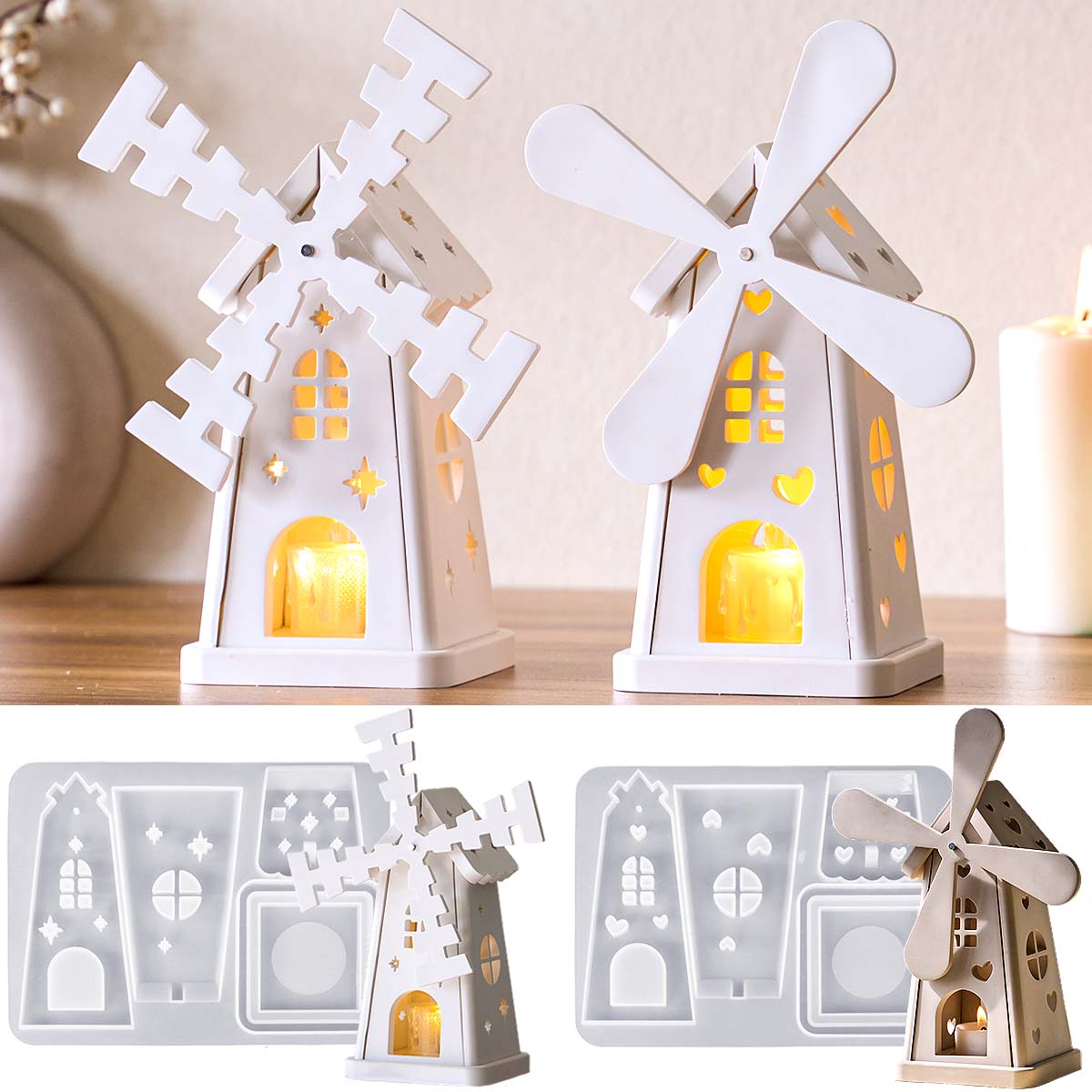 창의적인 회전 풍차 캔들 홀더 실리콘 몰드 DIY 수제 - Candle Quotes 리뷰 및 가격
